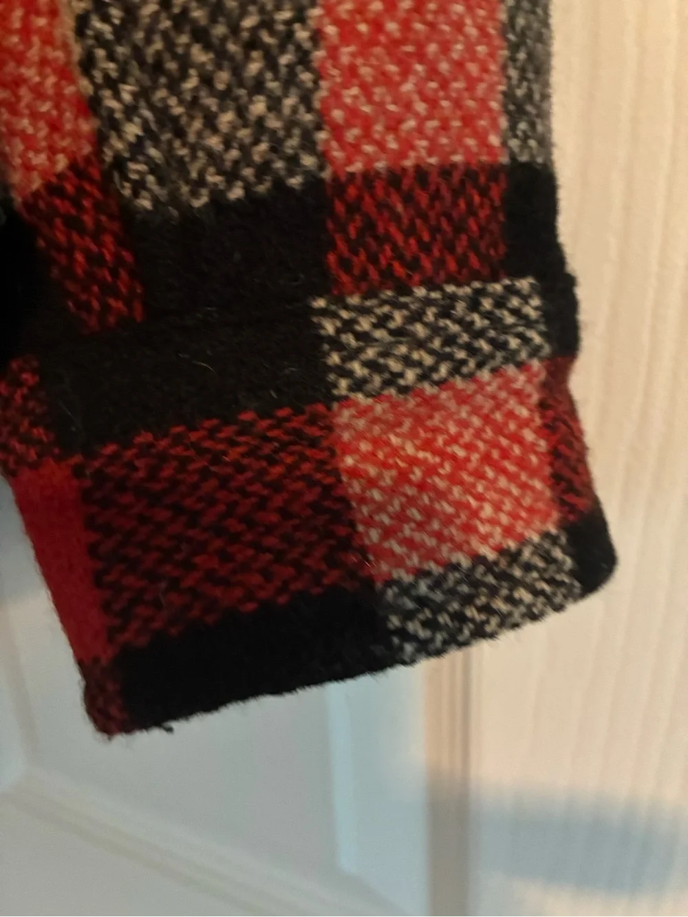 J. Crew Red Black Cream Wool Plaid Button-Down Shirt